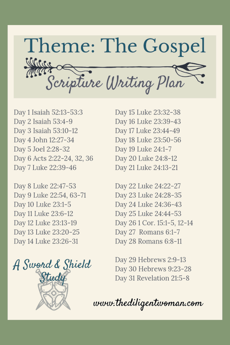 Scripture Writing Plan Theme The Gospel The Diligent Woman