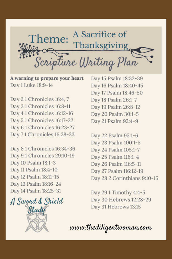 Scripture Writing Plan - Theme: A Sacrifice of Thanksgiving | The ...